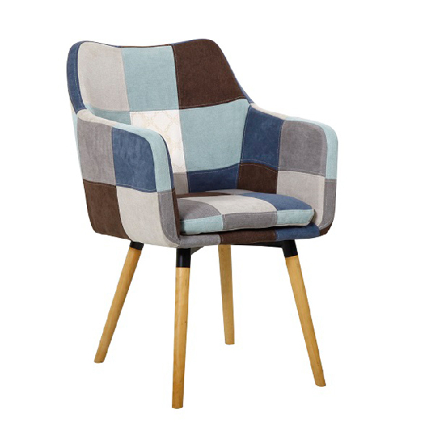 Blagovaonska stolica Lardo (plavo-bež patchwork) 