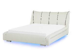 Bračni krevet 140 cm NICE (s podnicom i LED rasvjetom) (bijela)