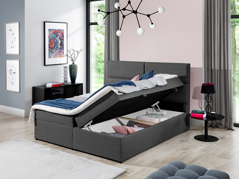 Bračni krevet Boxspring 180 cm Amebra (siva) (s madracima i prostorom za odlaganje)