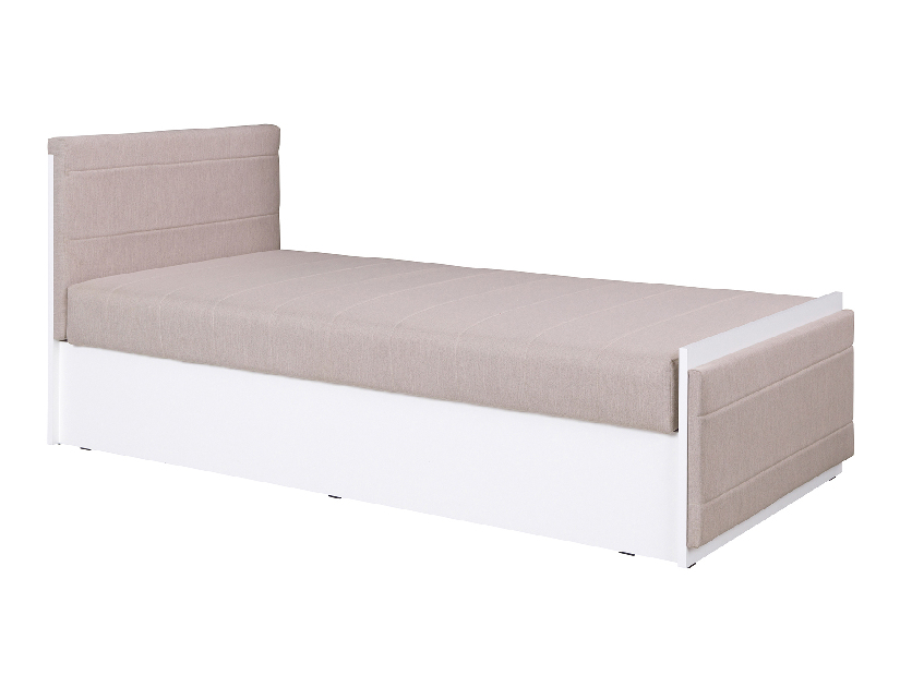 Jednostruki krevet 90 cm Iweta P (bijela mat + bež) (s podnicom i madracem)