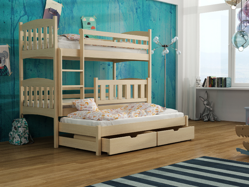 Dječji krevet 80 x 180 cm ANJA (s podnicom i prostorom za odlaganje) (borovina)