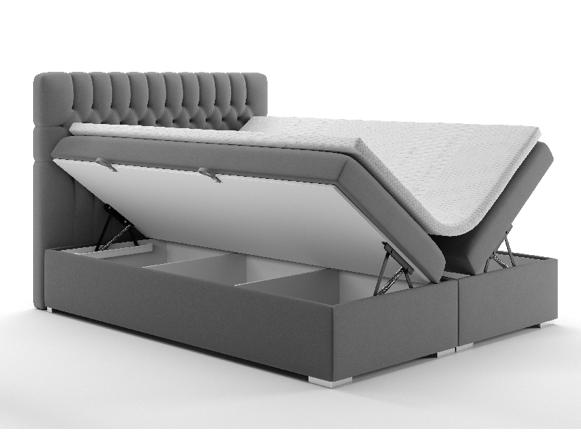 Bračni krevet Boxspring 140 cm Daliny (siva) (s prostorom za odlaganje)