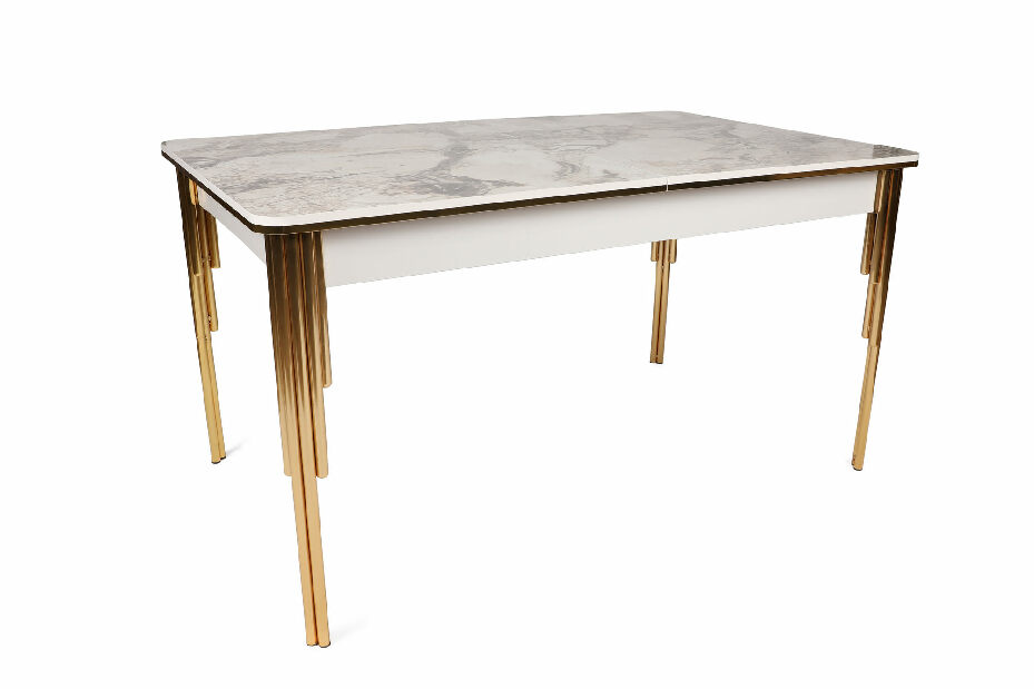 Blagovaonski stol na razvlačenje (za 6 osoba) Diana (zlatna + bijela)