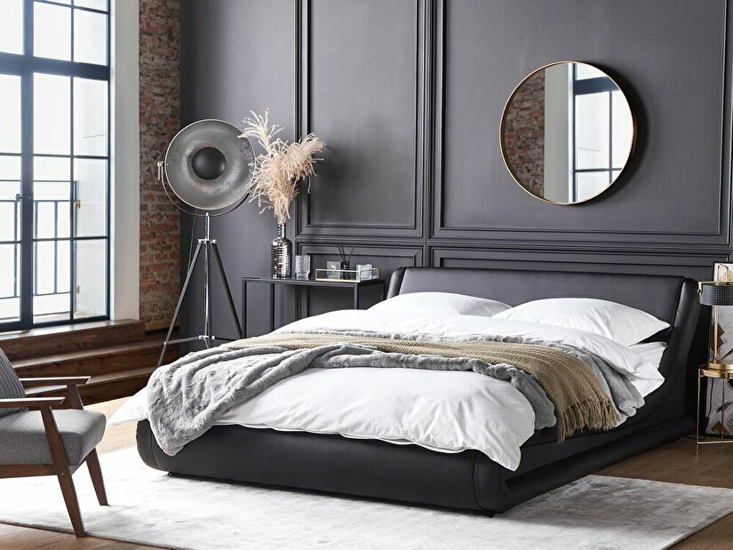 Bračni krevet 180 cm AVENUE (s gel madracem) (crna)