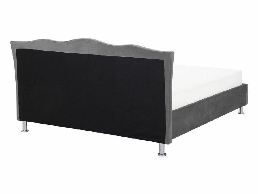Bračni krevet 140 cm MATH (s podnicom) (tamno siva baršunasta)