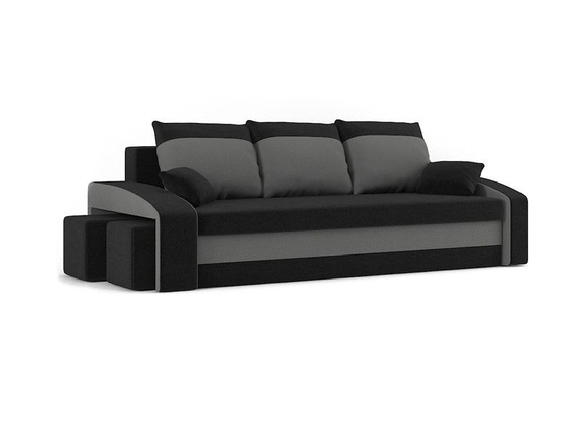 Sofa Hamida (crna + siva) (s tabureom) 