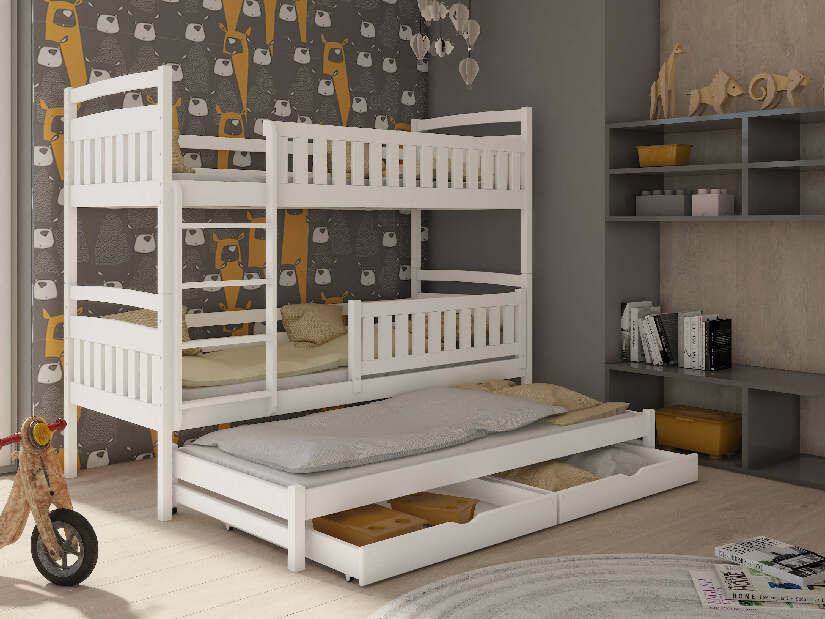 Dječji krevet 90 x 190 cm BLAIR (s podnicom i prostorom za odlaganje) (bijela)