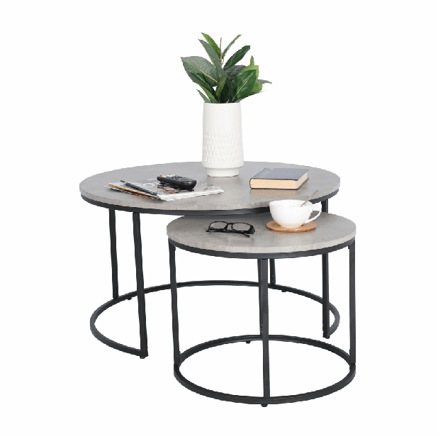 Set stolića za kavu 2 kom. Ilak (beton + crna)