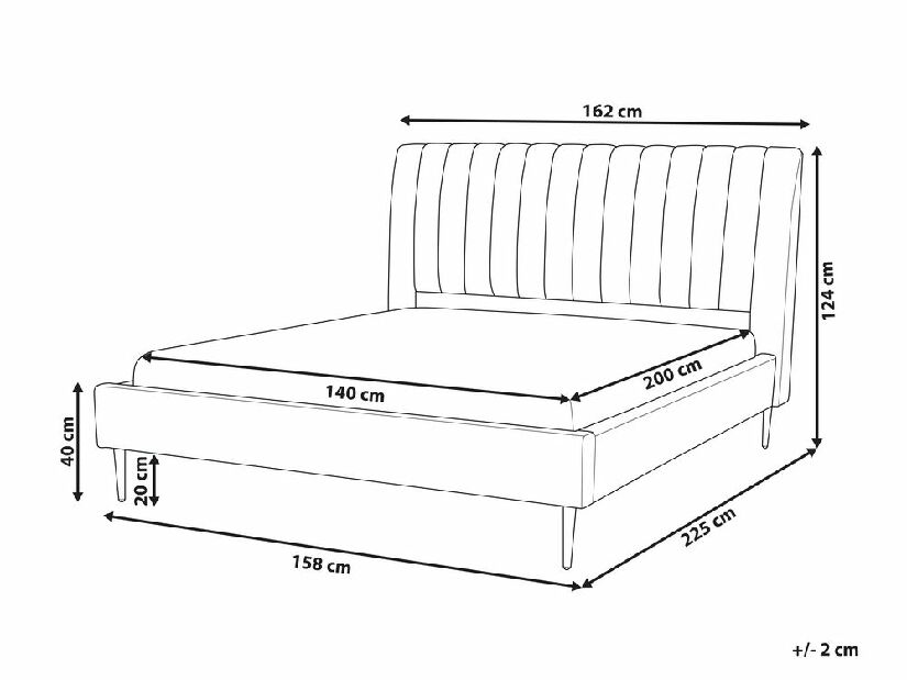 Bračni krevet 140 cm Marvik (siva)