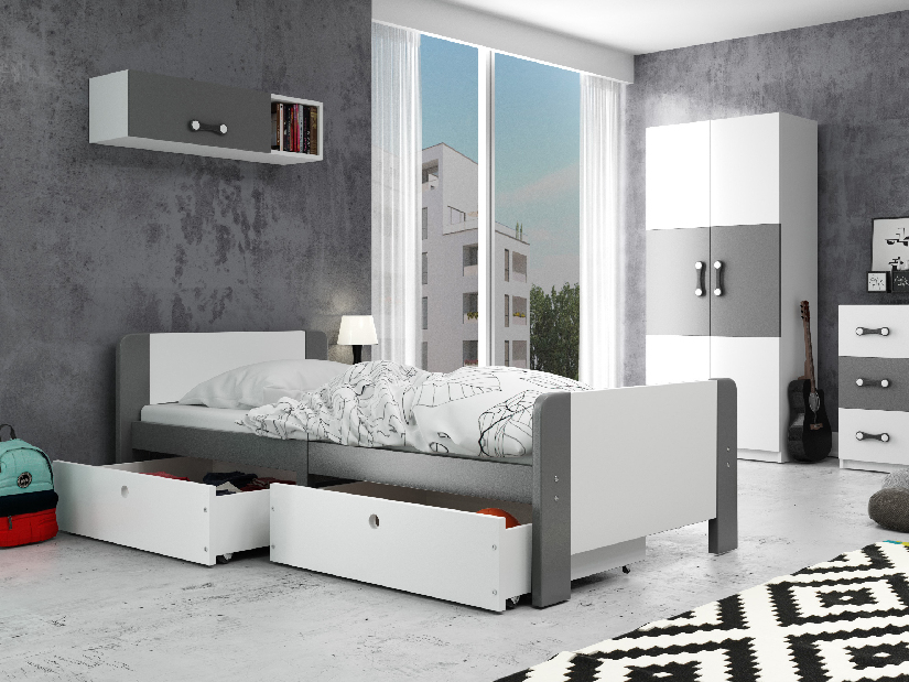 Jednostruki krevet 80 cm Aria (grafit + bijela)