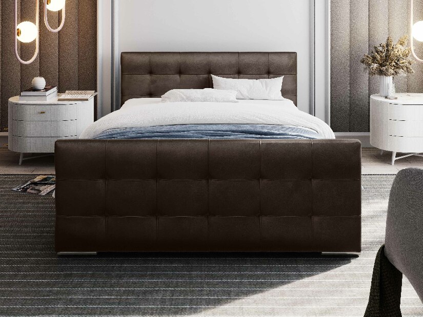 Bračni krevet 140 cm Billie (smeđa) (s podnicom i prostorom za odlaganje)