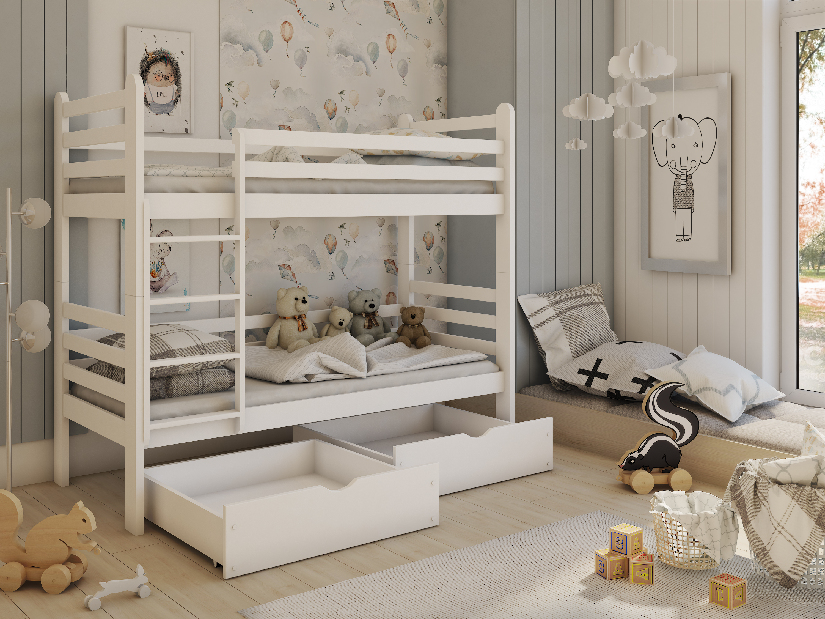 Dječji krevet 90 x 200 cm Paul (s podnicom i prostorom za odlaganje) (bijela)