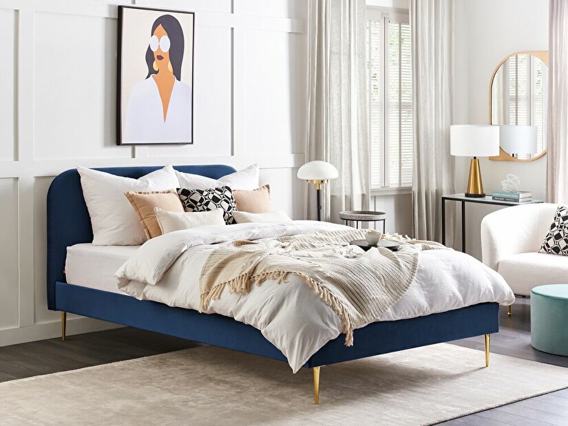 Bračni krevet 160 cm Faris (plava) (s podnicom)
