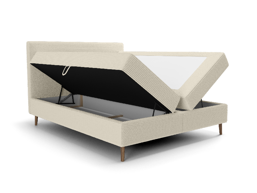 Bračni krevet 200 cm Napoli Bonell (krem) (s podnicom, s prostorom za odlaganje)