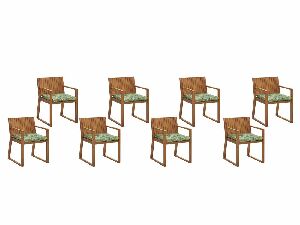 Set 8 kom. vrtnih stolica SASAN (svijetlo smeđa) (sa zelenim jastucima)