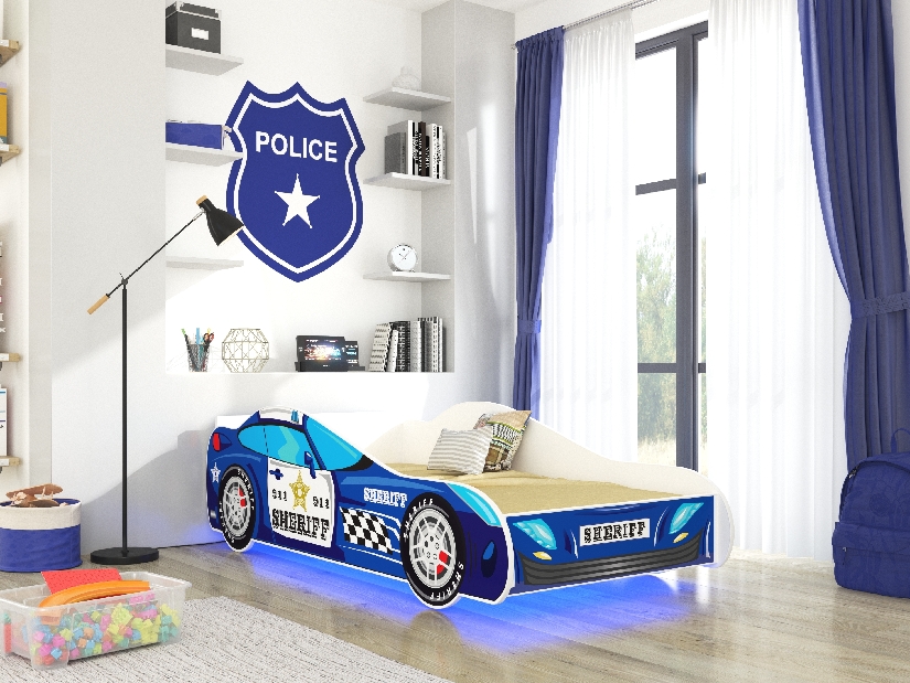 Dječji krevet 140x70 cm Šerif (s podnicom i madracem) (plava)