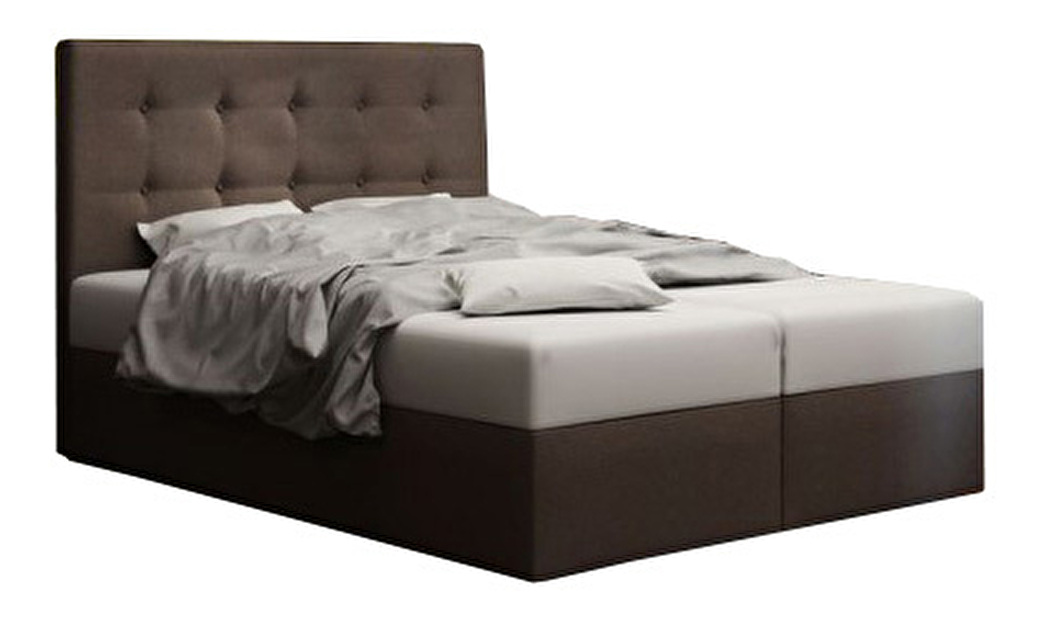 Bračni krevet Boxspring 140 cm Duel 1 (tamnosmeđa) (s madracem i prostorom za odlaganje)