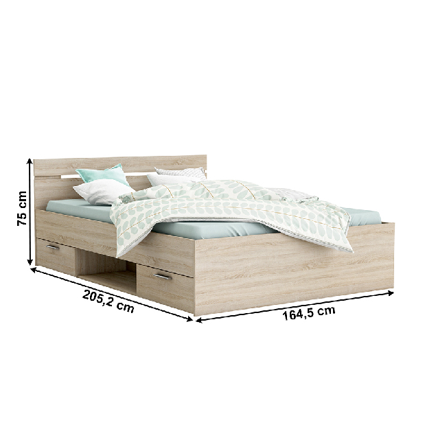 Bračni krevet160 cm Myriam (hrast sonoma) (bez madraca i podnice)