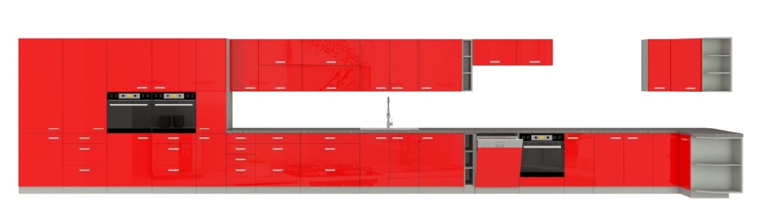 Ugradbeni ormarić za hladnjak Roslyn 60 LO 210 2F (crvena + siva )