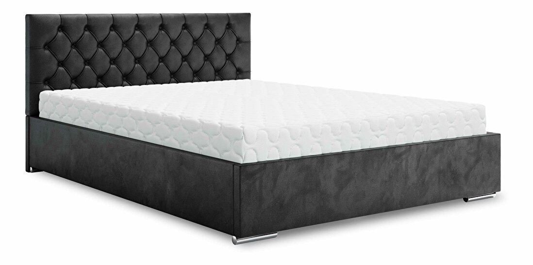 Bračni krevet 140 cm Danita (crna) (s podnicom i prostorom za odlaganje)