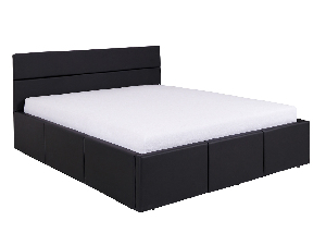 Bračni krevet 170 cm Calabria P (crna ekokoža) (s podnicom)