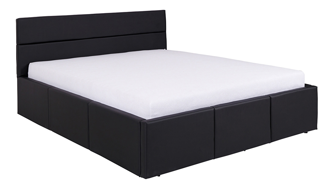 Bračni krevet 170 cm Calabria P (crna ekokoža) (s podnicom)
