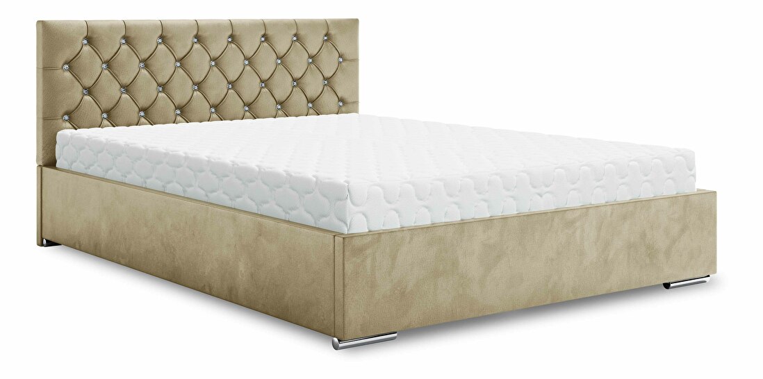 Bračni krevet 140 cm Kerry (bež) (s podnicom i prostorom za odlaganje)
