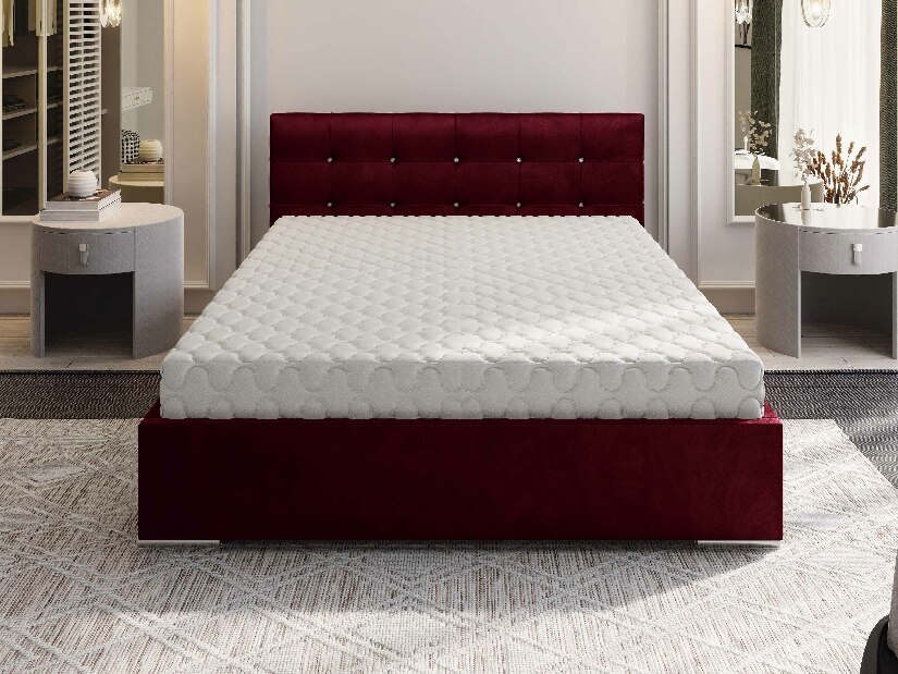 Bračni krevet 160 cm Lonnie (bordo) (s podnicom i prostorom za odlaganje)