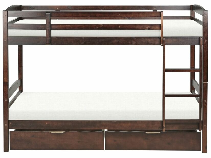 Krevet na kat 90 cm Reggeton (tamno drvo) (s podnicom i prostorom za odlaganje)