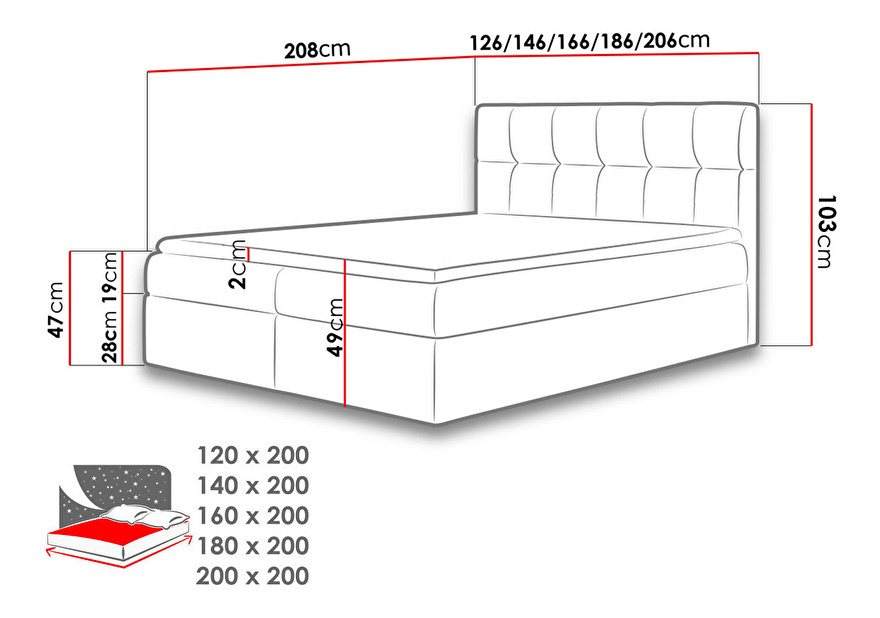 Kontinentalni krevet Mirjan Maddox (160x200) (ekokoža Soft 011 (crna))