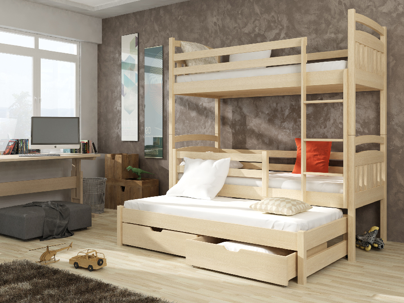Dječji krevet 90 x 190 cm IVA (s podnicom i prostorom za odlaganje) (borovina)