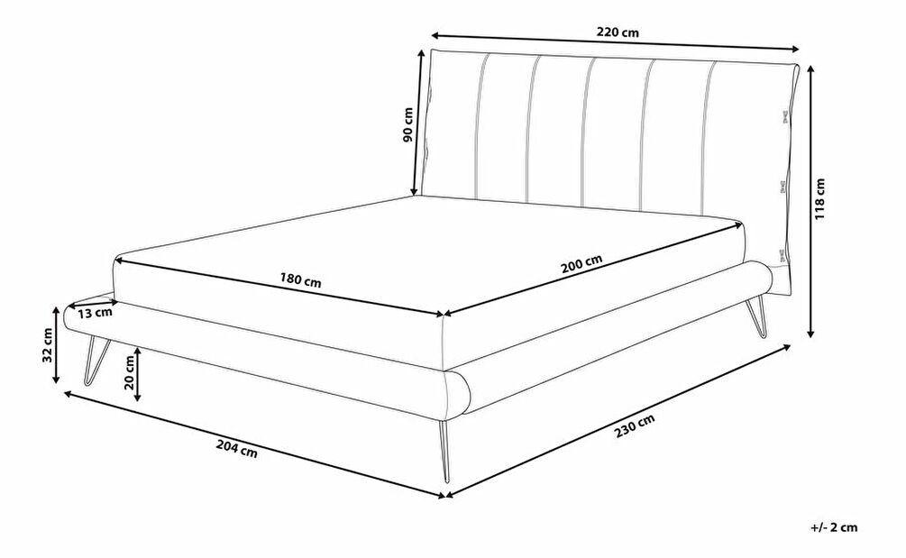 Bračni krevet 180 cm BETTEA (s podnicom) (bijela)