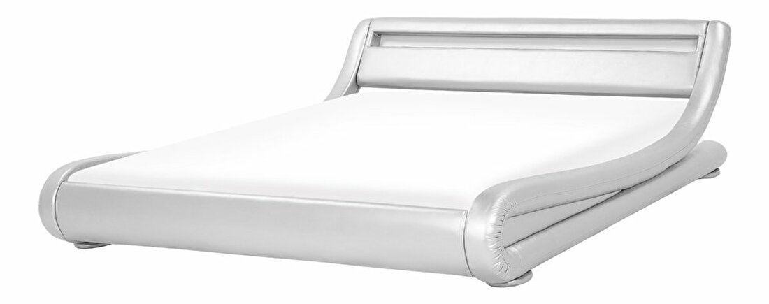 Bračni krevet 180 cm AVENUE (s podnicom i LED rasvjetom) (srebrna)