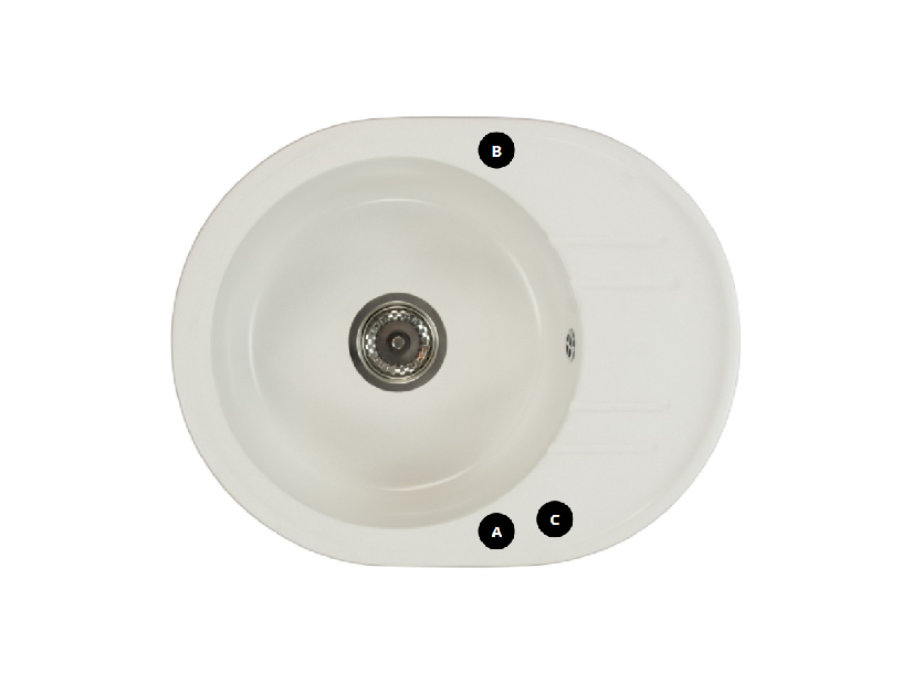 Kuhinjski sudoper Baltera (bijela) (sa 3 otvora za baterije)