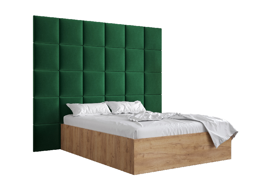Bračni krevet s tapeciranim uzglavljem 160 cm Brittany 3 (hrast craft zlatni + zelena) (s podnicom)