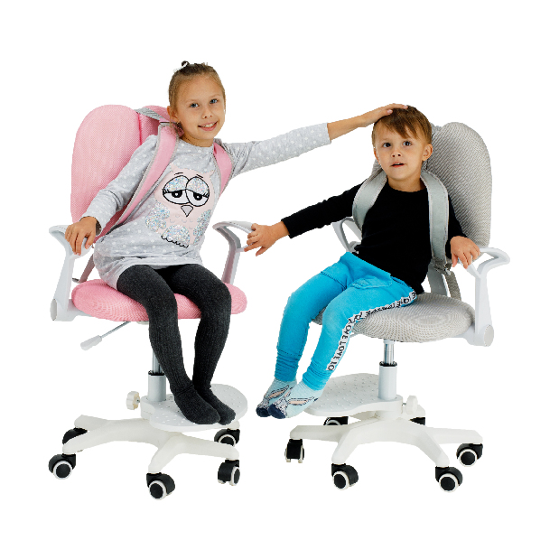 Set od 2 dječje rastuće stolice s tabureima za noge i nosačima Aureola (ružičasta+ bijela) *rasprodaja