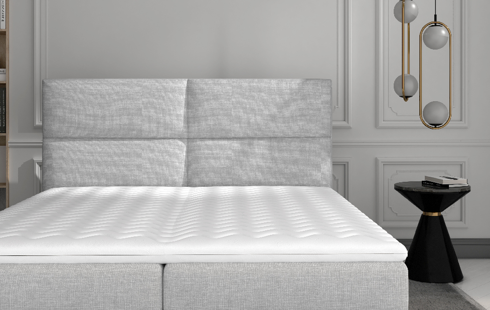 Bračni krevet Boxspring 160 cm Amebra (svijetlo siva) (s madracima i prostorom za odlaganje) *rasprodaja