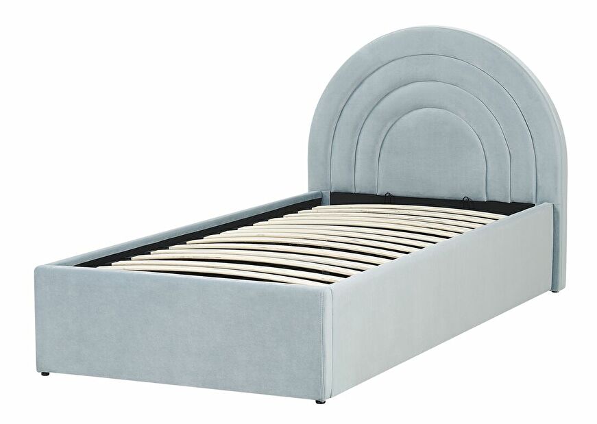 Jednostruki krevet 90 cm Annesile (plava) (s podnicom) (s prostorom za odlaganje)