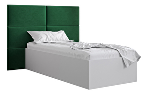 Jednostruki krevet s tapeciranim uzglavljem 90 cm Brittany 2 (bijela mat + zelena) (s podnicom)