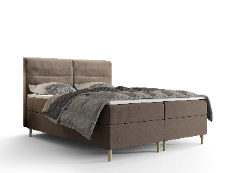 Bračni krevet  Boxspring 140 cm Saruta (smeđa) (s madracem i prostorom za odlaganje)