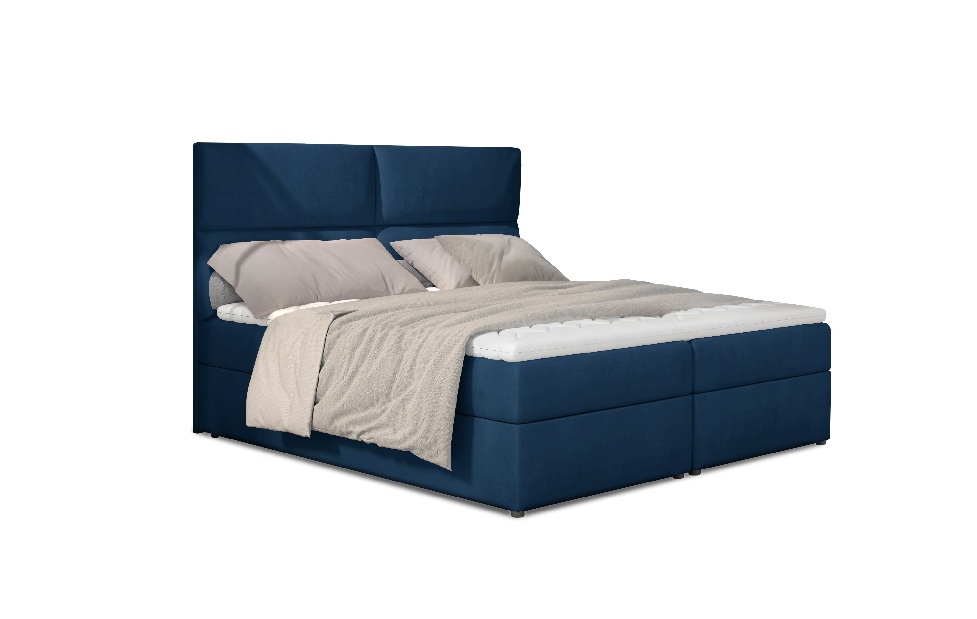 Bračni krevet Boxspring 185 cm Alyce (plava) (s madracima)