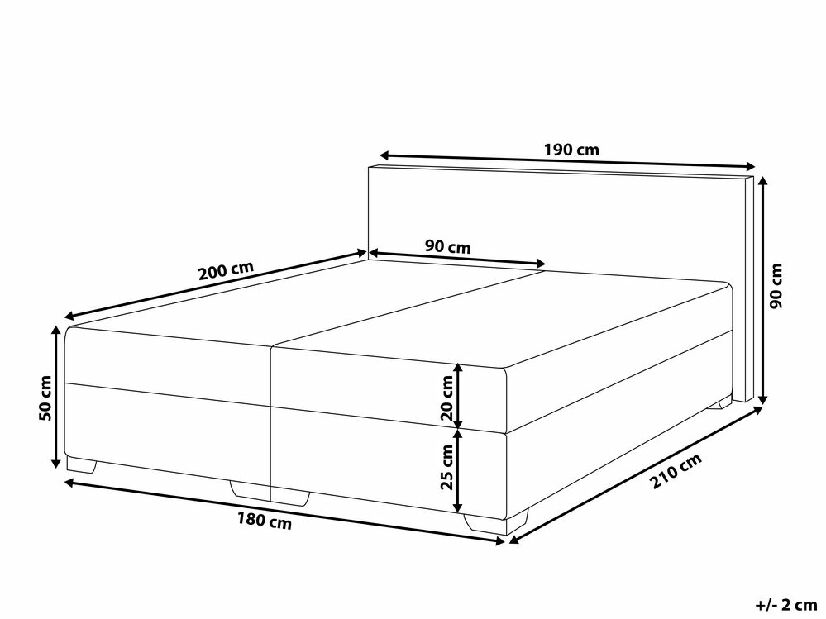 Kontinentalni krevet 180 cm PRESS (poliester) (siva) (s madracem i prostorom za odlaganje)