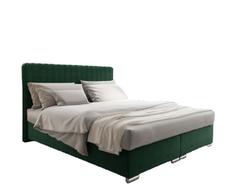 Bračni krevet 140 cm Boxspring Penarth Comfort (tamnozelena) (s podnicom, madracem i prostorom za odlaganje)