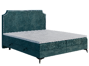 Bračni krevet Boxspring 180 cm Lexa (morska) (s madracem i prostorom za odlaganje)