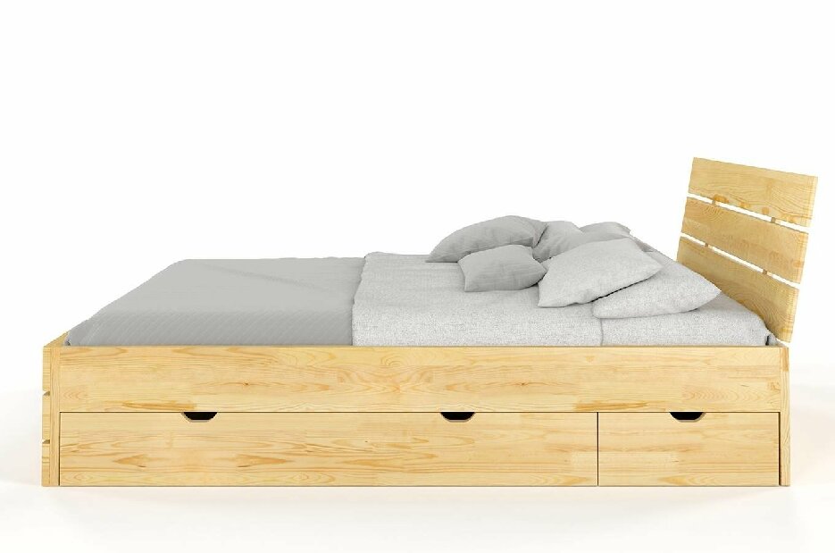 Bračni krevet 160 cm Lorenskog High Drawers (borovina)