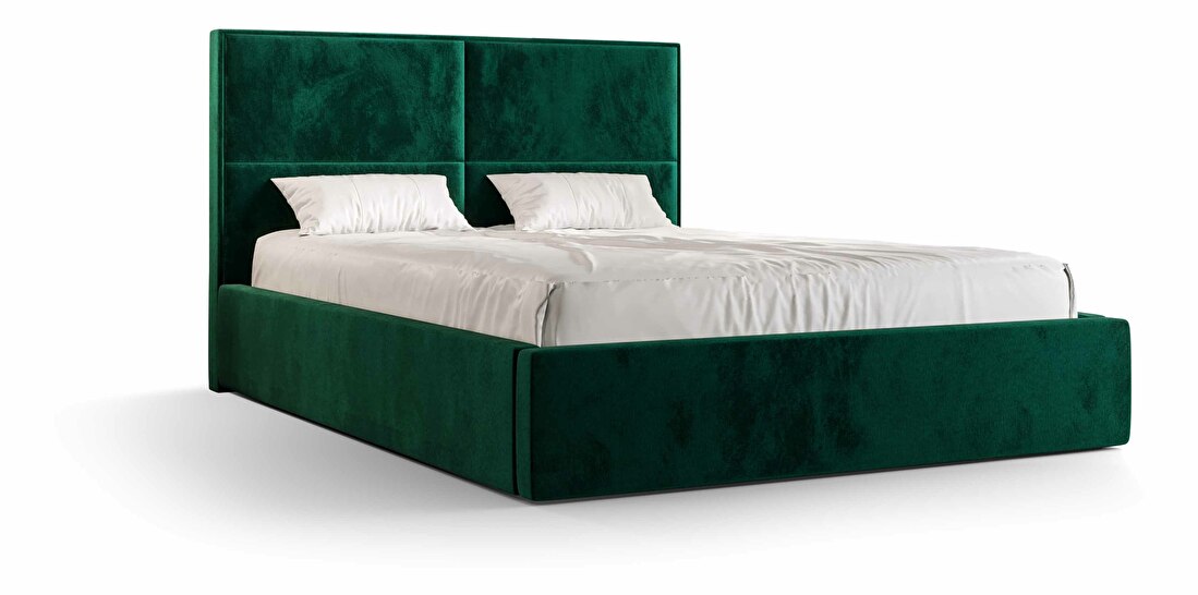Bračni krevet 180 cm Alfonso (tamnozelena) (s podnicom i prostorom za odlaganje)