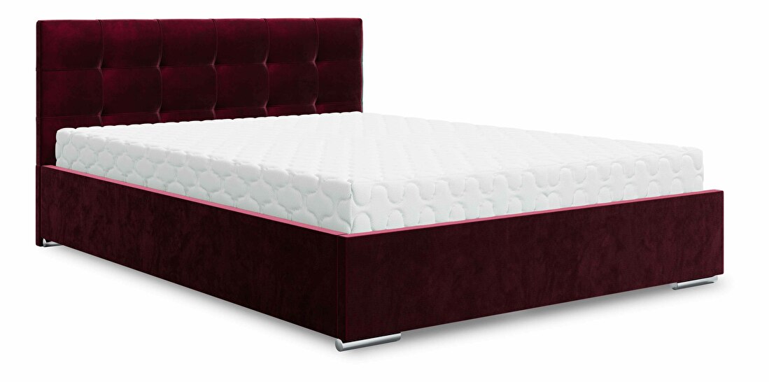 Bračni krevet 160 cm Hermila (bordo) (s podnicom i prostorom za odlaganje)