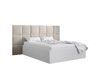 Bračni krevet s tapeciranim uzglavljem 160 cm Brittany 4 (bijela mat + krem) (s podnicom)