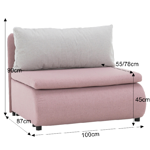 Fotelja Kotu New (ružičasta + svjetlosiva) *trgovina