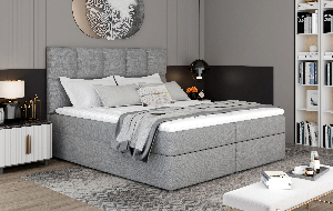 Bračni krevet Boxspring 160 cm Galasa (svijetlo siva) (s madracima i prostorom za odlaganje)